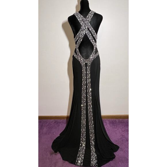 Stunning Rachel Allan Black Beaded Sleeveless Dress Prom Formal 8 MUST SEE!!! - Picture 7 of 12